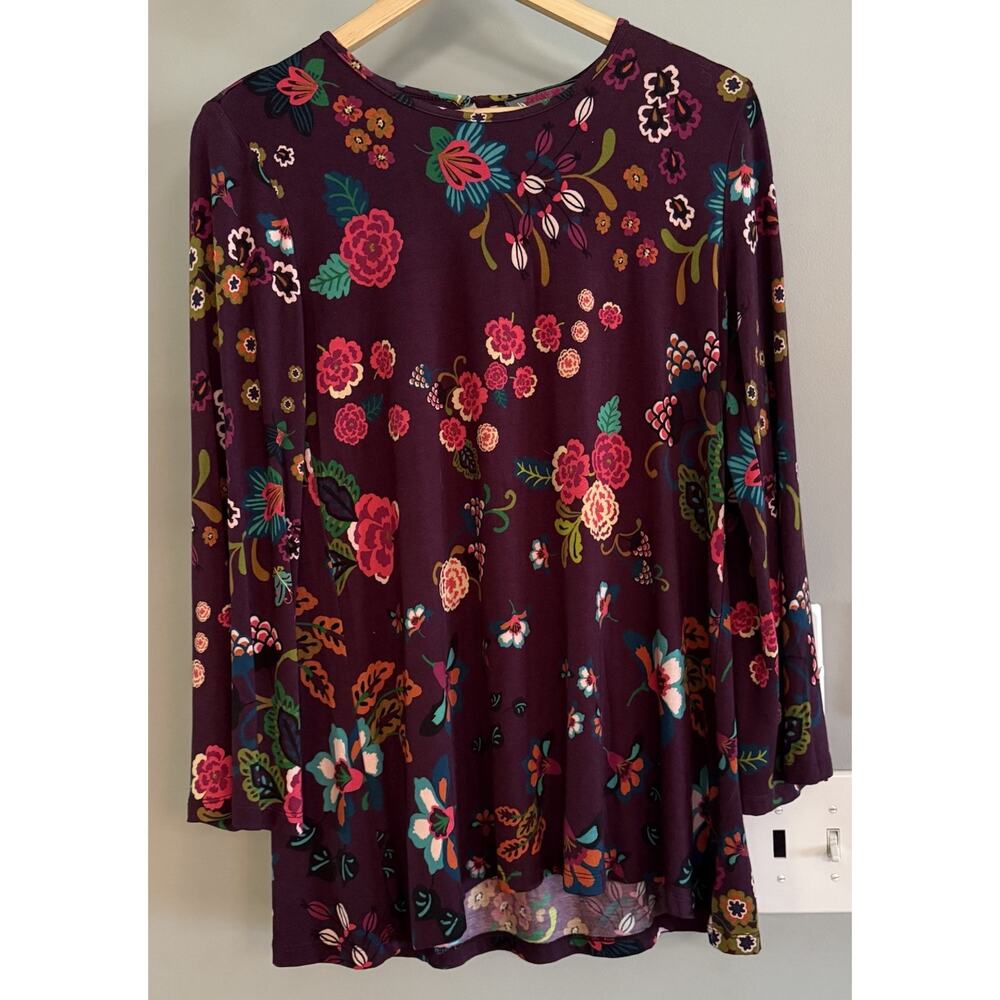 Johnny Was Top Janie Favorite‎ Floral High Neck Swing Tunic Boho Chic XXS